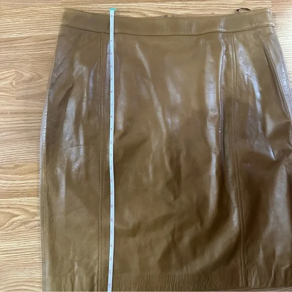 NWT Talbots 100% Lambskin Brown Leather Pencil Skirt W Slit Women’s Size 12P